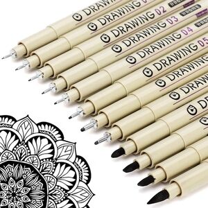 Black Ink Drawing Pens Set